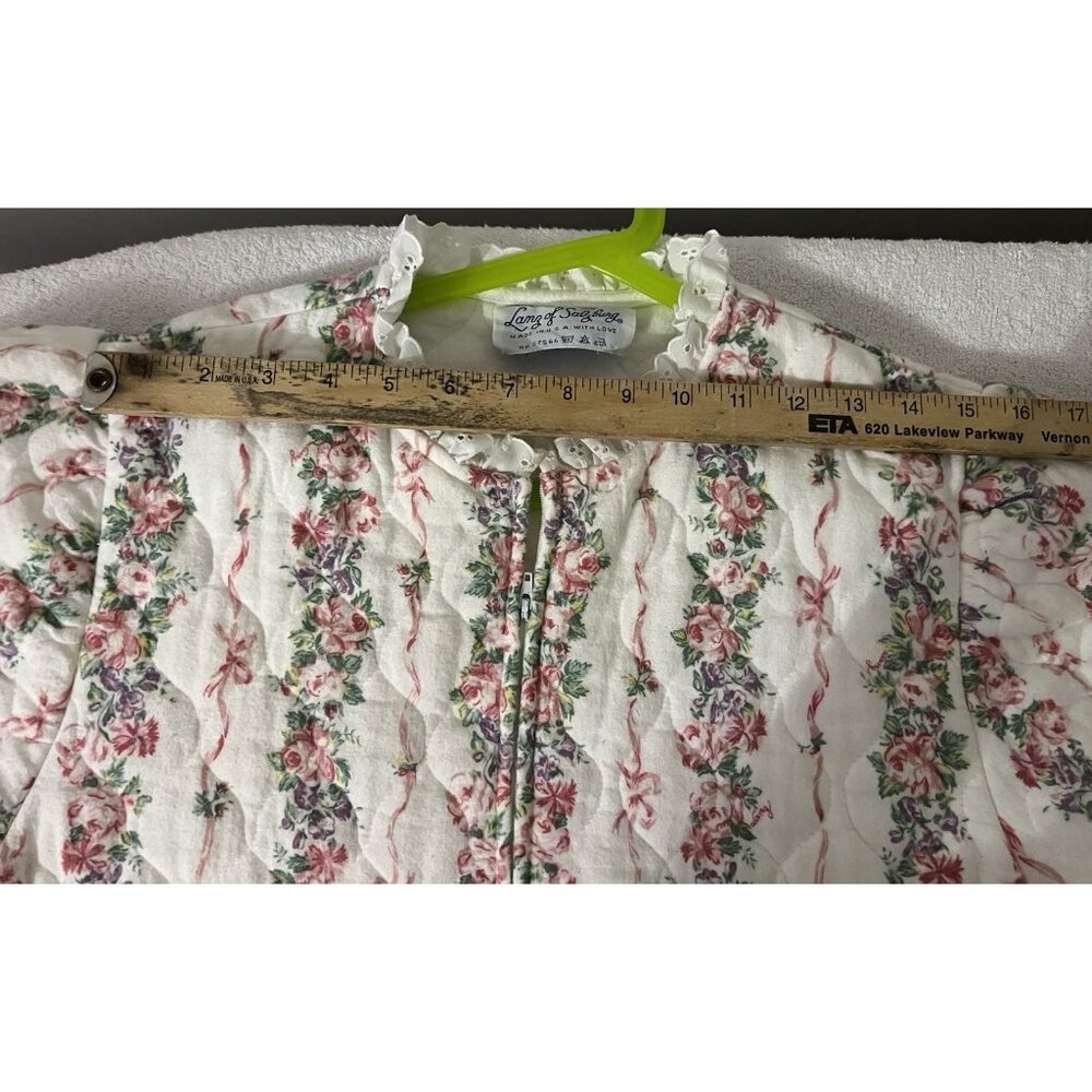 Vintage Lanz of Salzburg Quilted Cotton Nightgown Floral Zip USA - Picture 8 of 15